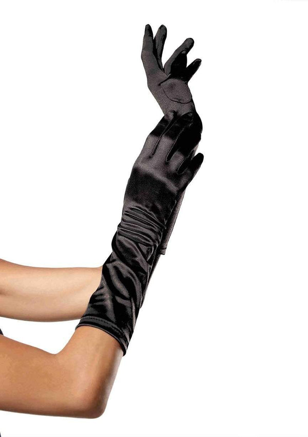 Gloves, elbow satin-Black