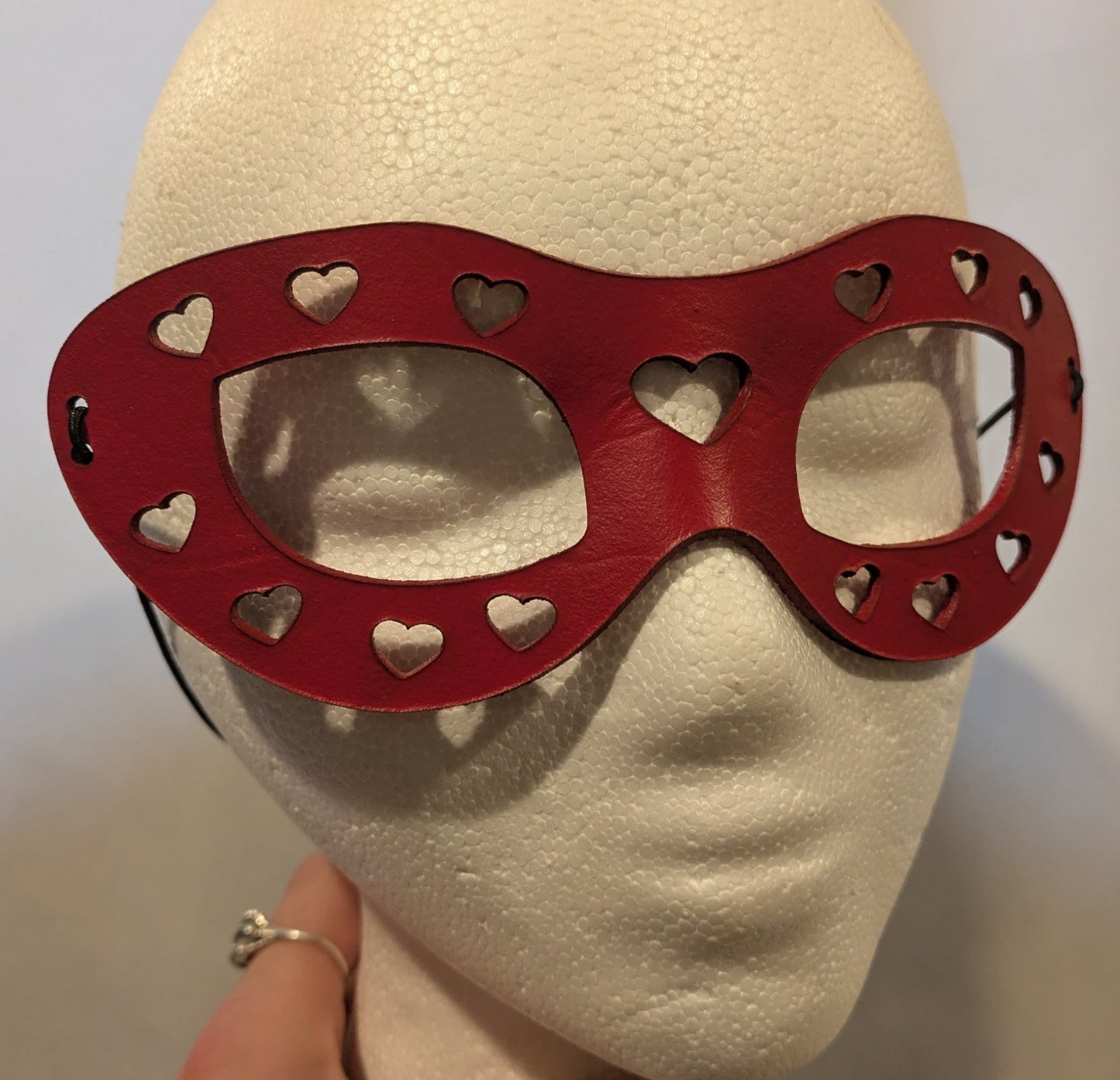 Leather Mask, Hearts Red