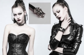Necklace, Leather Choker Skull