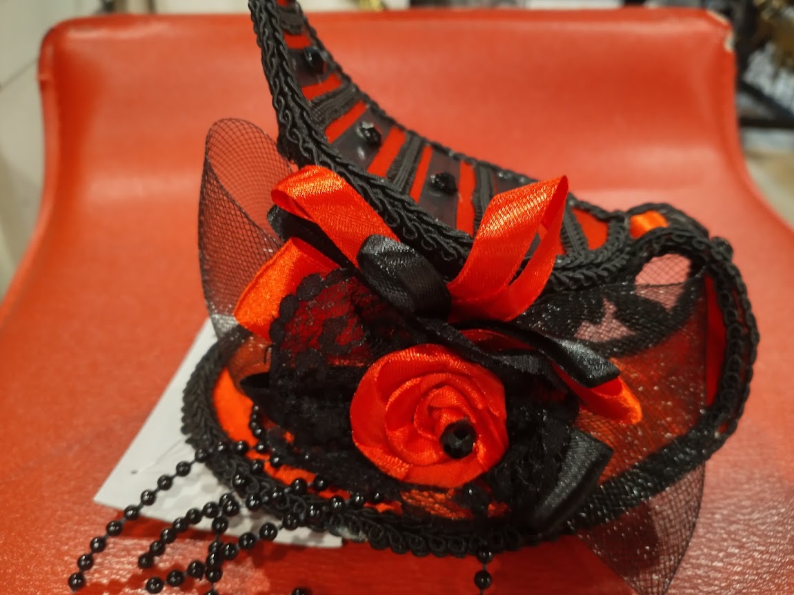 Mini Top Hat, Tea Cup-Red Black