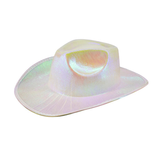 Hat, Cowboy Metallic-White : OS