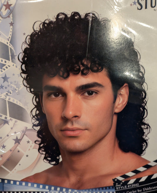 Wig, Curly Mullet Black