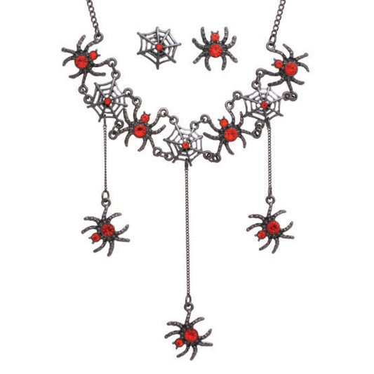 Necklace & Earrings, Red Spider