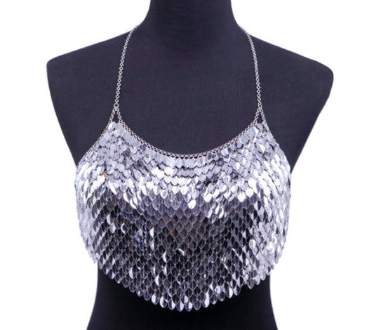 Halter Top, Leaf Silver