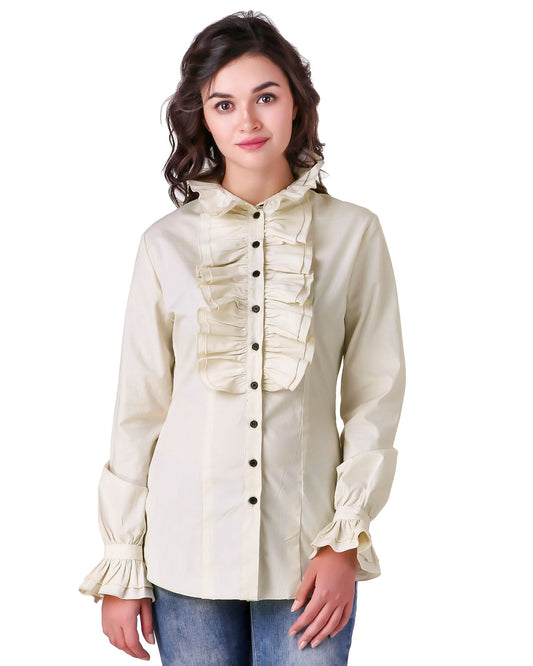 Blouse, Zylphia High Collar Natural 2XL