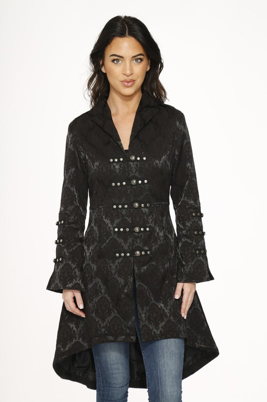 Coat, Black Brocade