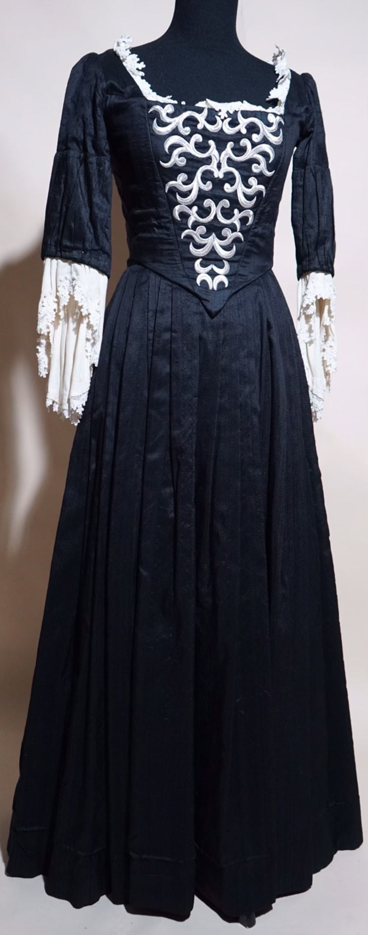 Gown, 18th c. Black Embroidered