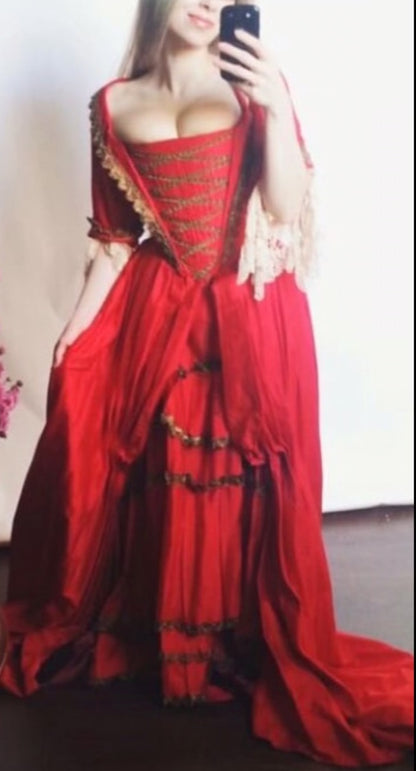 Gown, 18th c. Scarlet Red