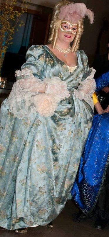 Gown, 18th c. Masquerade Blue Satin