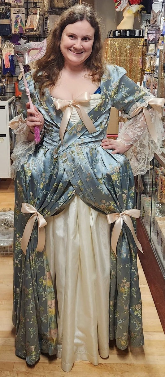 Gown, 18th c. Masquerade Blue Satin, Large