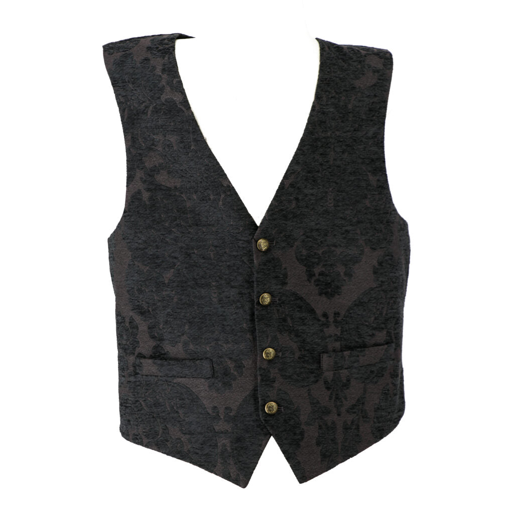 Vest, Damask Floral Brocade