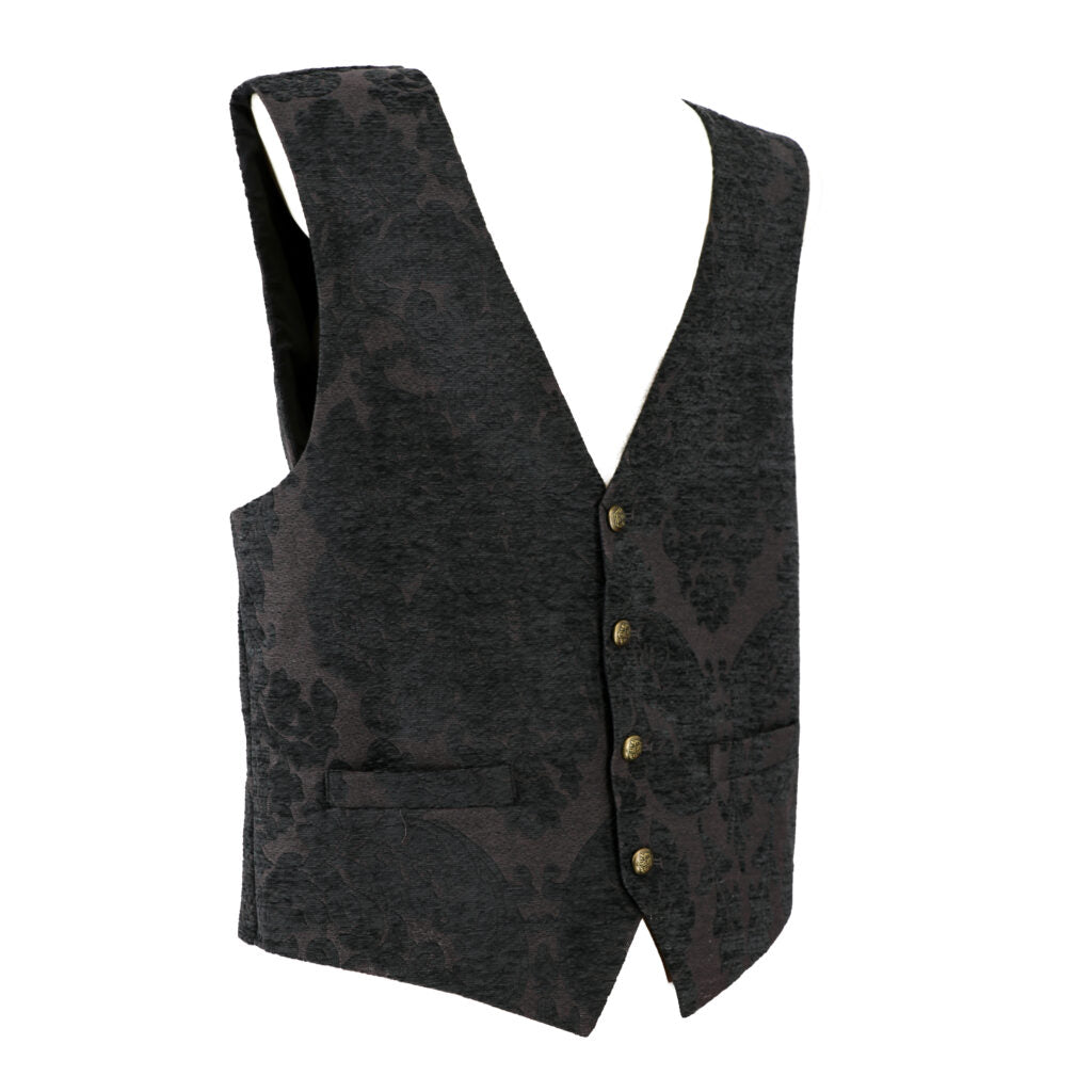 Vest, Damask Floral Brocade