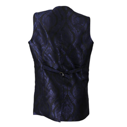 Vest, 18th Cen Blue Jacquard