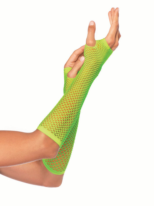 Gloves, Fingerless Fishnet Green