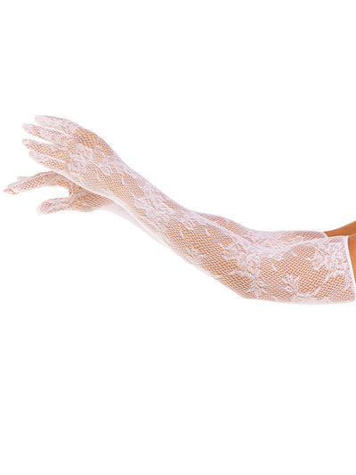 Gloves, Opera Floral Lace White