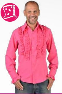 Shirt, 70's Silky Frills Pink