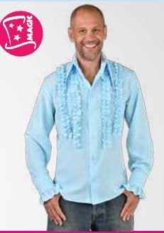 Shirt, 70's Silky Frills Blue