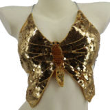 Top, Butterfly Sequin-Gold