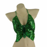 Top, Butterfly Sequin-Green