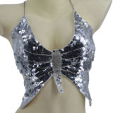 Top, Butterfly Sequin-Silver