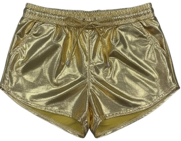 Booty Shorts, Metallic Lame Gold