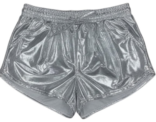 Booty Shorts, Metallic Lame Silver