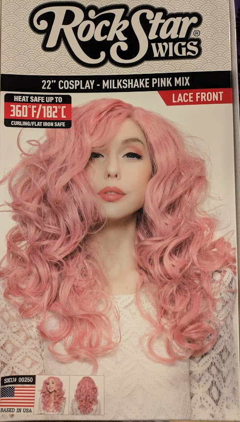 Wig, 22" Cosplay (Lace Front) - Milkshake Pink Mix