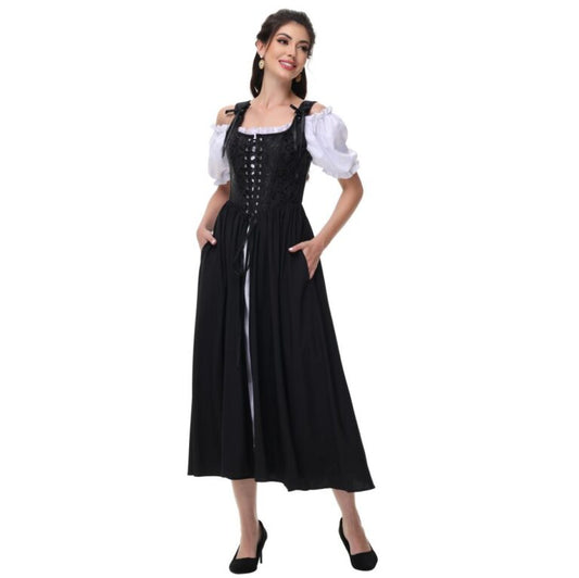 Irish Overdress, Brocade Black 2pc