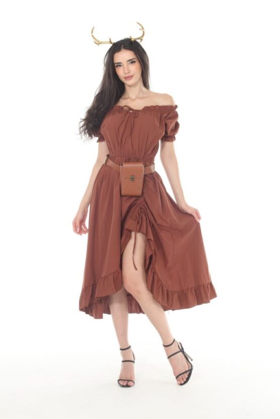 Chemise, Off-Shoulder Brown