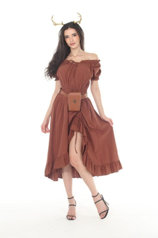 Chemise, Off-Shoulder Brown