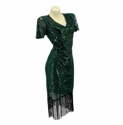 Dress, Flapper Beaded Green