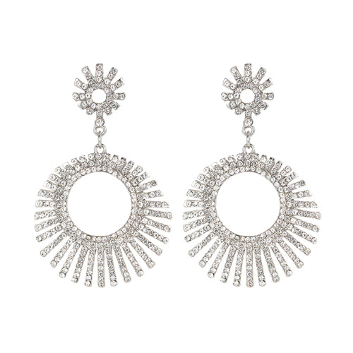 Earrings, Flapper Circle Rhinestone