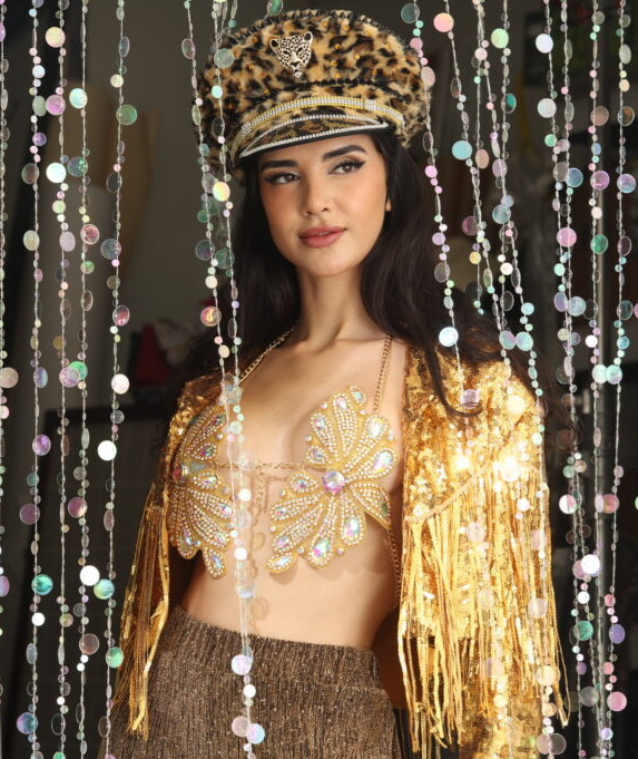 Jacket, Gold Sequin with Fringe XL