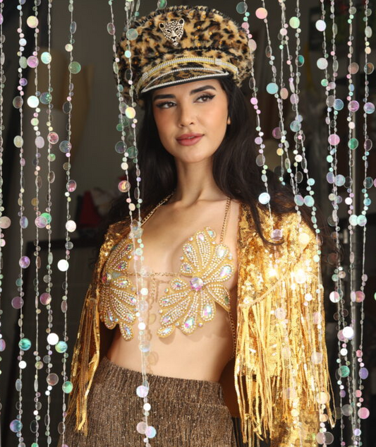 Jacket, Gold Sequin with Fringe XL