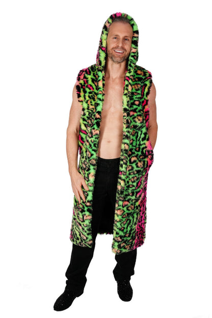 Vest, Neon Cheetah Fur Purple