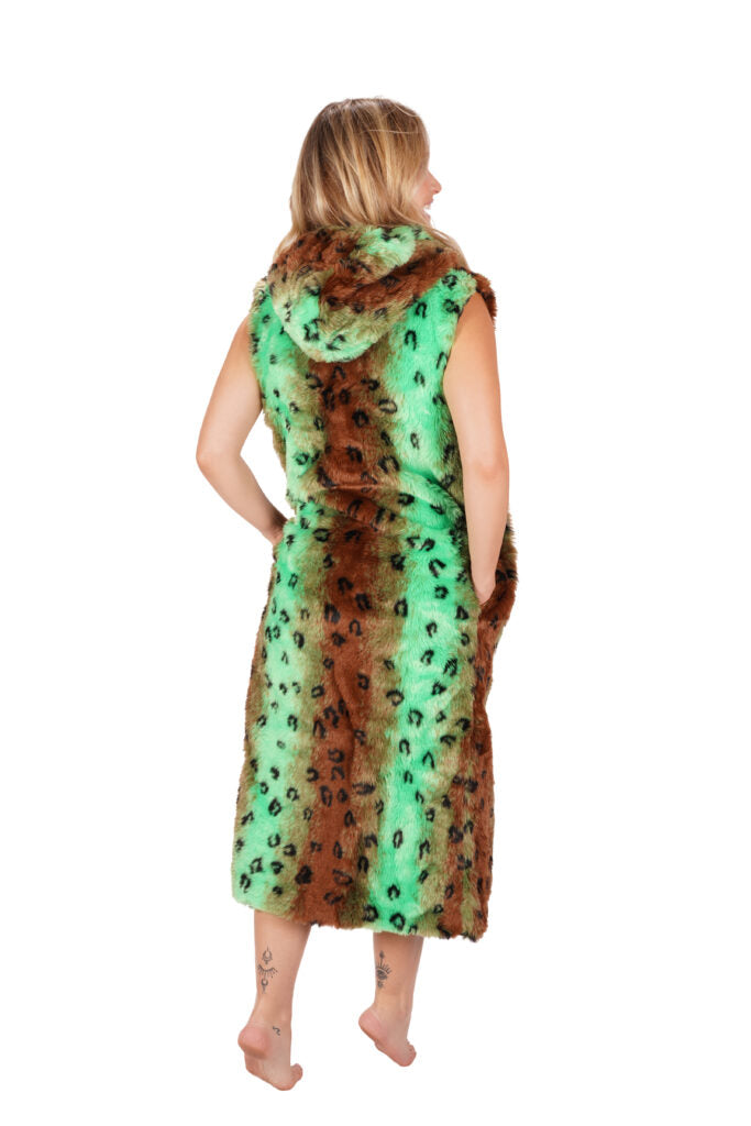 Vest, Neon Cheetah Fur Green