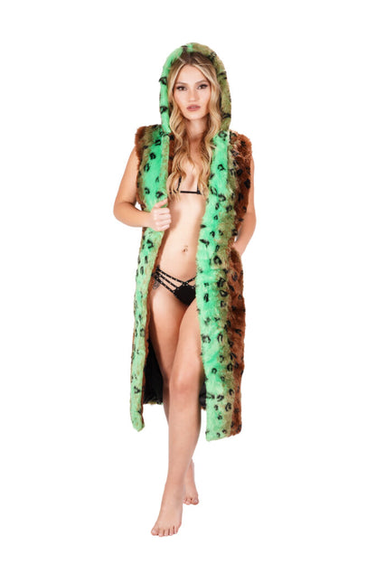 Vest, Neon Cheetah Fur Green