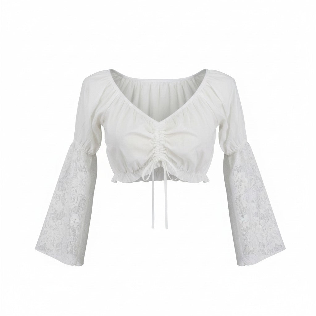 Blouse, Cropped, White