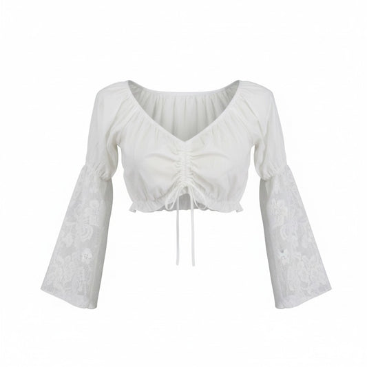 Blouse, Cropped, White