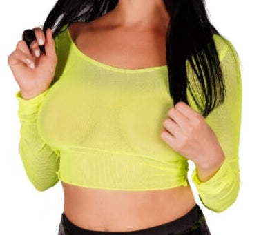 Crop Top, Mesh Neon Green