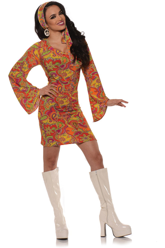 60s Go Go Dress Orange-Orange : Medium