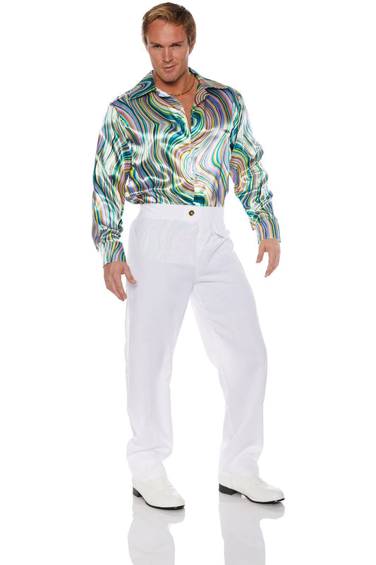 Shirt, Disco Swirls Green & Gold XL