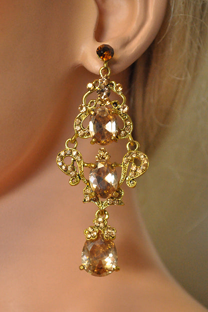 Earrings, Stone Chandelier