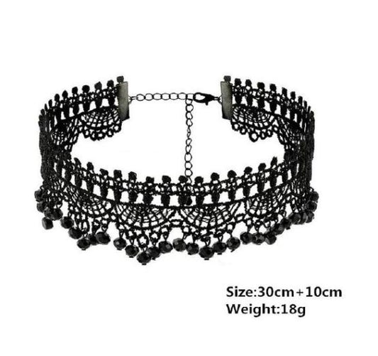 Necklace, Lace Choker-Black