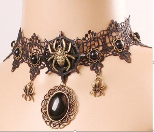 Choker, Lace Spider-black : o/s