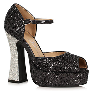 Heel, Glitter Platform Sparkle-BLK/SLV : 14