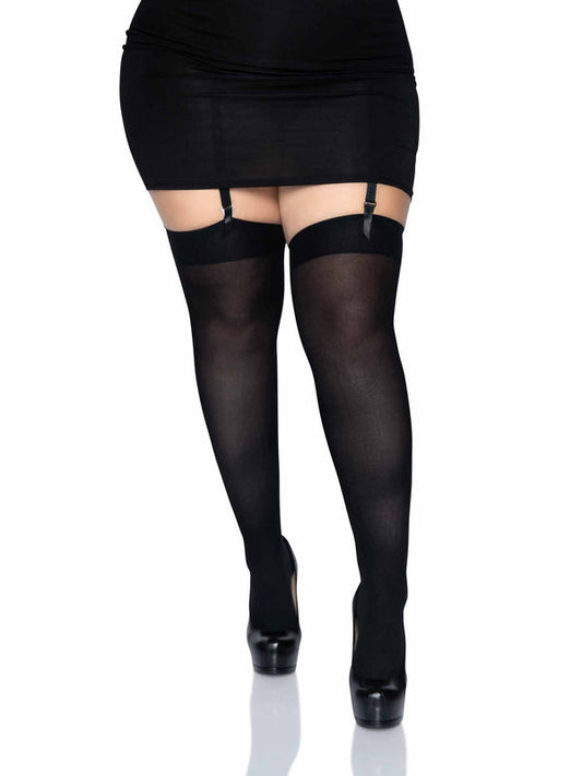 Thigh High Opaque-Black : Plus Size