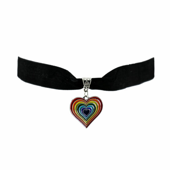 Necklace, Rainbow Heart Choker