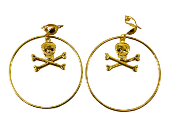Earrings, Hoop Gold Skull