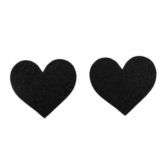 Pasties, Heart Glitter Black